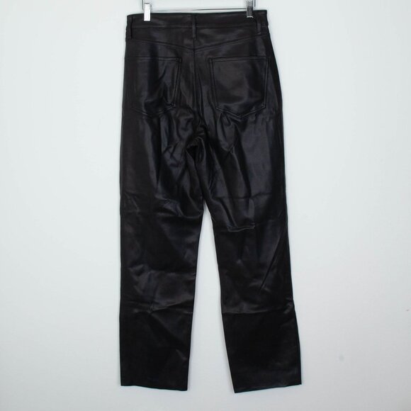 Express Womens Faux Leather Super High Rise Straight Leg Pants Size 10R Edgy Y2K - Picture 5 of 8